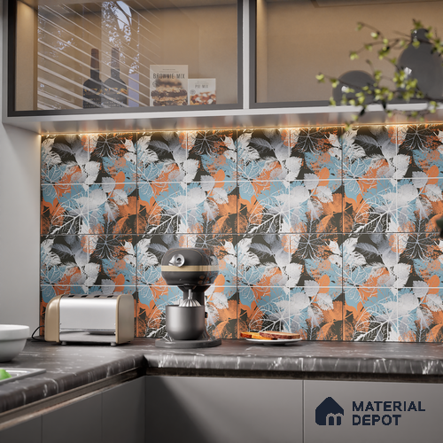 Floral Wall Tile TL 07248 C Plana 8003 GLM (Silver) 1 ft x 1 ft Ceramic Matte Finish - 9 mm | 2 mm Spacer is Mandatory | Please Expect a Slight Variation of Pattern